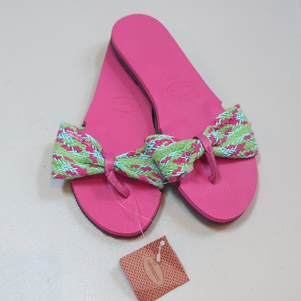 Havaianas, You St Tropez, Pink Woven Flip Flop / Sandals. Size 11-12